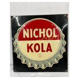 Nichol Kola Embossed Metal Advertising Sign, 14×14