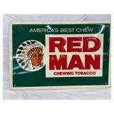 Red Man Embossed Metal Advertising Sign, 18 x 12 I