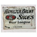 Hamilton Brown Shoes Emb Tin Tacker Sign, 19 x 14