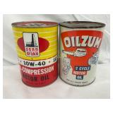 Two 1 Quart Cans: Penn Drake Motor Oil and Oilzum