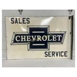 Porcelain Chevrolet Sales and Service Double-Sided
