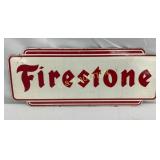 Firestone 12 1/2×5-Inch Metal Sign with Red and Wh