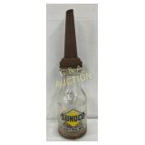 1 Quart Sunoco Glass Motor Oil Bottle with Rusted