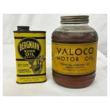 Two: One-Quart Valoco Motor Oil Glass Jar and