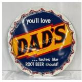 29-Inch Dad's Root Beer Metal Bottle Cap Sign