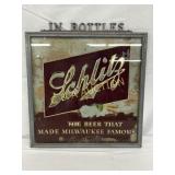 Glass Framed Schlitz Beer Sign with Metal Topper a