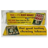 Two Red Man Chewing Tobacco Metal Advertising Sign