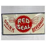 Red Seal Beverages Embossed Metal Advertising Sign