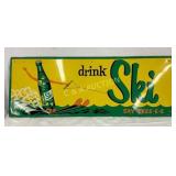 Ski Soda Self-Framed Embossed Tin Advertising Sign