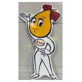 Esso Girl Die-Cut Metal Advertising Sign, 17 x 32