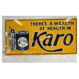 Karo Advertising Tin Sign with Embossed Design, 18