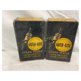 Two Auto-Lite Spark Plugs Boxes with Original Spar