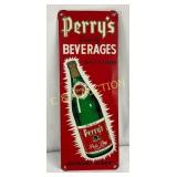 Perry's Beverages Metal Advertising Sign, 4in x 10