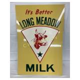 24×36 Inch Long Meadow Milk Metal Sign With Cow Gr