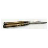 Balisong Butterfly Knife, steel blades with Woode
