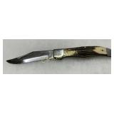 KA-BAR Folding Knife with Stag Handle and Stainles