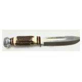 Solingen Germany Hunting Knife with Antler Handle