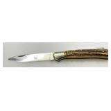 Crestar Folding Knife with Stag Horn Handle and St