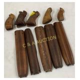 Early Gun Parts Including Wooden Grips and Forends