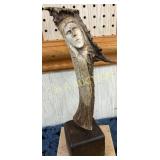 Carved Antler Sculpture with Human Face Motif