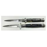 Folding Stiletto Knives with Polished Metal and Bl