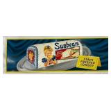 1956 NOS Emb. Sunbeam Bread Metal Sign, 53in x 18i