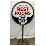 DS Porc. Restroom Sign by Spears on Cast Iron Bas