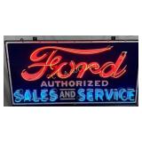 Ford Sales And Service Neon Sign With Porcelain Pa