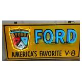 Ford V8 Neon Porcelain Sign, 46×22