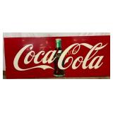 Coca-Cola Wooden-Back Metal Sign, 40in x 108in