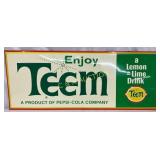 Emb. Teem Soda Sign, Self-Framed, 32 x 12 1/2 Inch