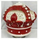 Early Milk Glass Crown Globe with Red Accents, 17i