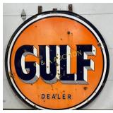 5ft DS Porc. Gulf Dealer Sign with Metal Ring