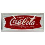 Porc. Coca-Cola Fishtail Sled Sign, 68in x 24in