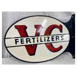 1955 Porc. DS VC Fertilizers Flange Sign, 20×14 In