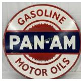SS Porc. Pan-Am Gasoline Motor Oils Sign, 36 inch