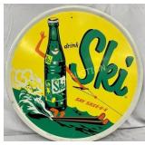 1959 Ski Soda Metal Sign w/ Skiing Graphic, 24 inc