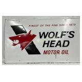 Emb.Wolf's Head Motor Oil' Metal Sign, 60in x 36i