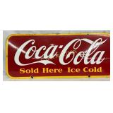 1947 Porc. Coca-Cola Sold Here Ice Cold Sign, 29 x