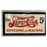 Emb. Tin Pepsi-Cola Tacker Sign with Metal Frame,