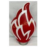 Milk Glass Globe with Red and White Flame Design,