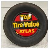 Atlas Tire with Metal Advertising Sign Insert, 28i