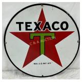Texaco Porc. Pump Plate Sign, 15-Inch Diameter