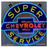 Chevrolet Super Service Neon Sign Measuring 59in b