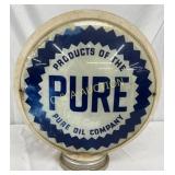 Pure Oil Company Milk Glass Gas Pump Globe, 16 inc