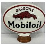 Early Milk Glass Mobil Gargoyle Globe, 17in x 15in