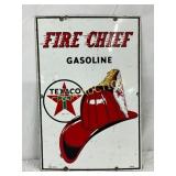 1954 Porc. Texaco Fire Chief Gasoline Pump Plate,