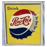 Emb. Drink Pepsi-Cola Sign by Stout Sign Co., 26in