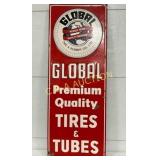 Emb. Global Tire & Rubber Co. Metal Sign, 18in x
