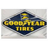 1952 Goodyear Tires DS Porc. Sign, 54×30.5 Inches